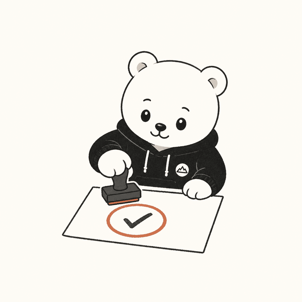 개발곰곰이 승인 도장을 찍는 일러스트